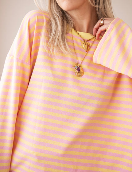 Sadie Stripe Yellow/Baby Pink - Longsleeve