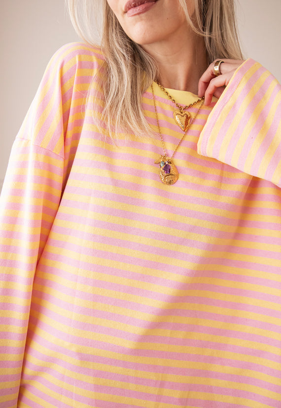Sadie Stripe Yellow/Baby Pink - Longsleeve