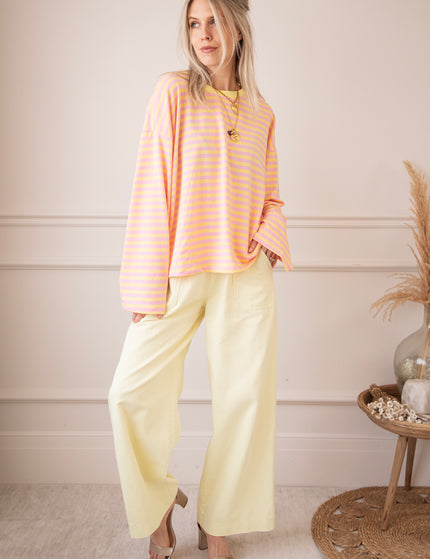 Sadie Stripe Yellow/Baby Pink - Longsleeve