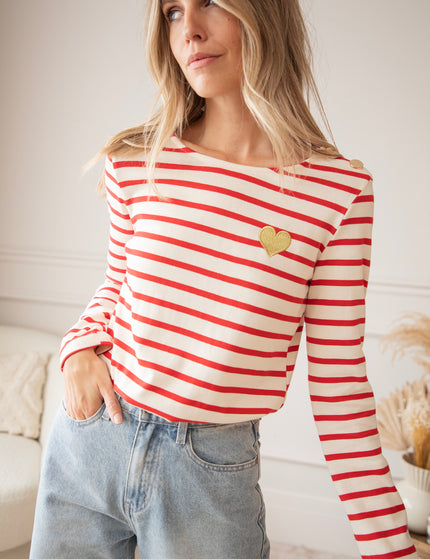 Beating Heart Stripes Red - Longsleeve