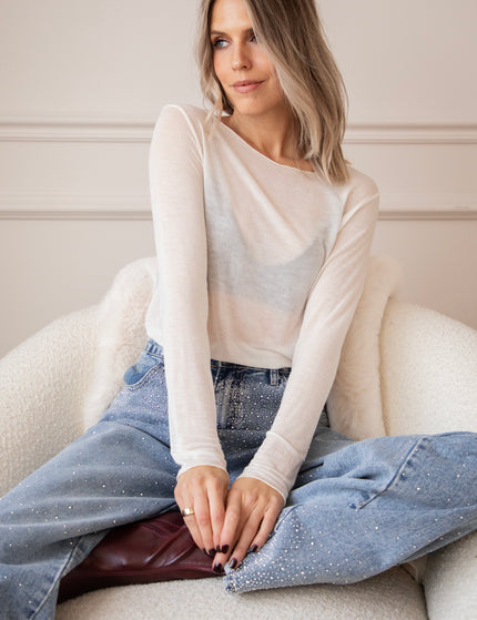 Langarmshirt - Meshmerize - Beige