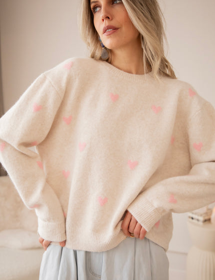 Sweetheart Beige/Baby Pink - Sweater