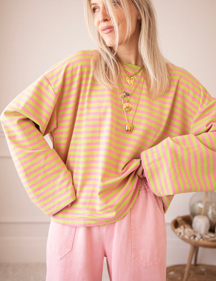 Sadie Stripe Lime/Pink - Longsleeve