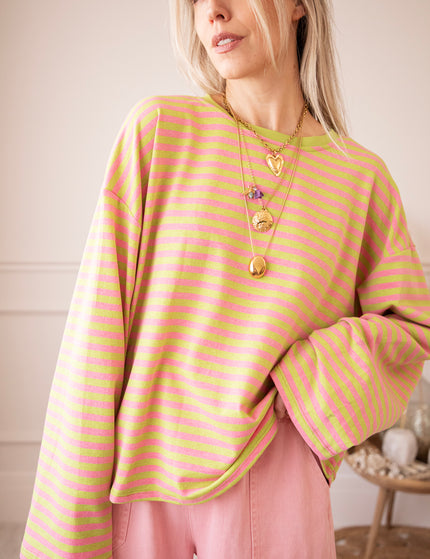 Sadie Stripe Lime/Pink - Longsleeve