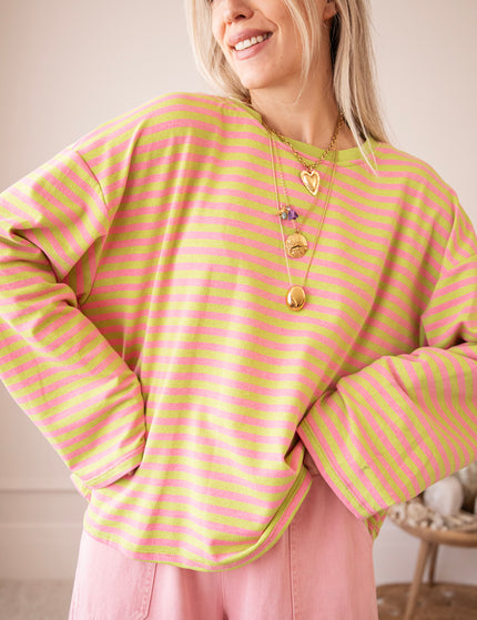 Sadie Stripe Lime/Pink - Longsleeve