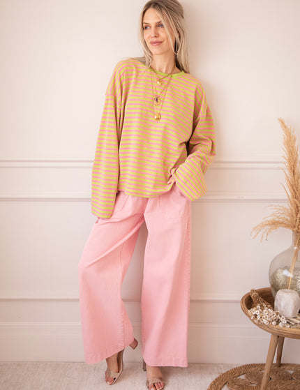 Sadie Stripe Lime/Pink - Longsleeve