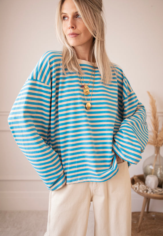 Sadie Stripe Beige/Blue - Longsleeve