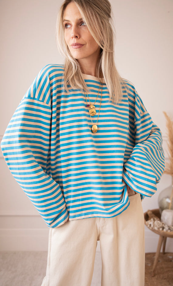 Sadie Stripe Beige/Blue - Longsleeve