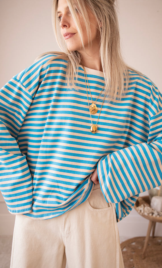 Sadie Stripe Beige/Blue - Longsleeve