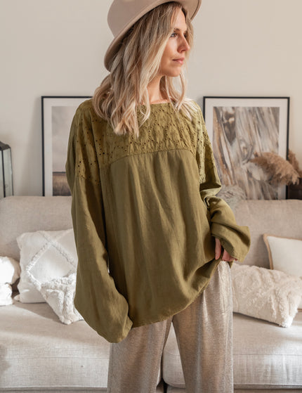 Bluse - Linen Lily - Khaki