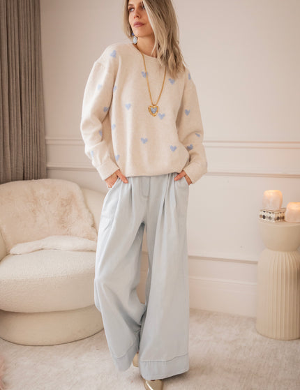 Sweetheart Beige/Baby Blue - Sweater