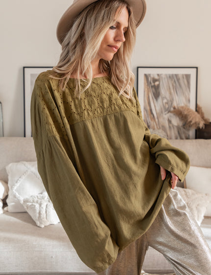 Bluse - Linen Lily - Khaki