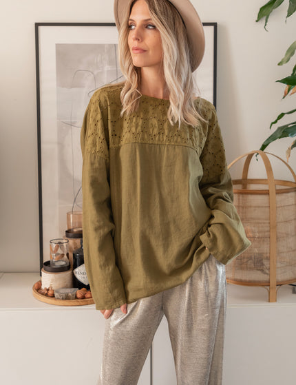 Bluse - Linen Lily - Khaki