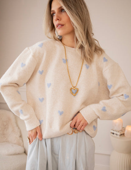 Sweetheart Beige/Baby Blue - Sweater