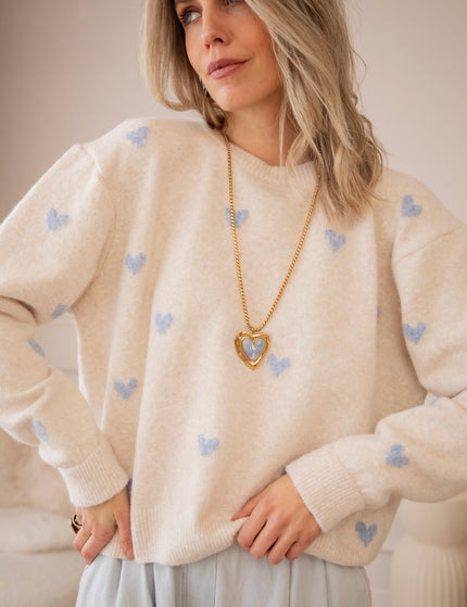 Sweetheart Beige/Baby Blue - Sweater