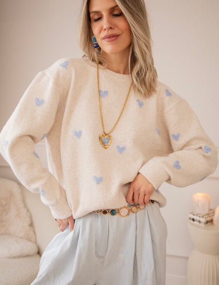 Sweetheart Beige/Baby Blue - Sweater