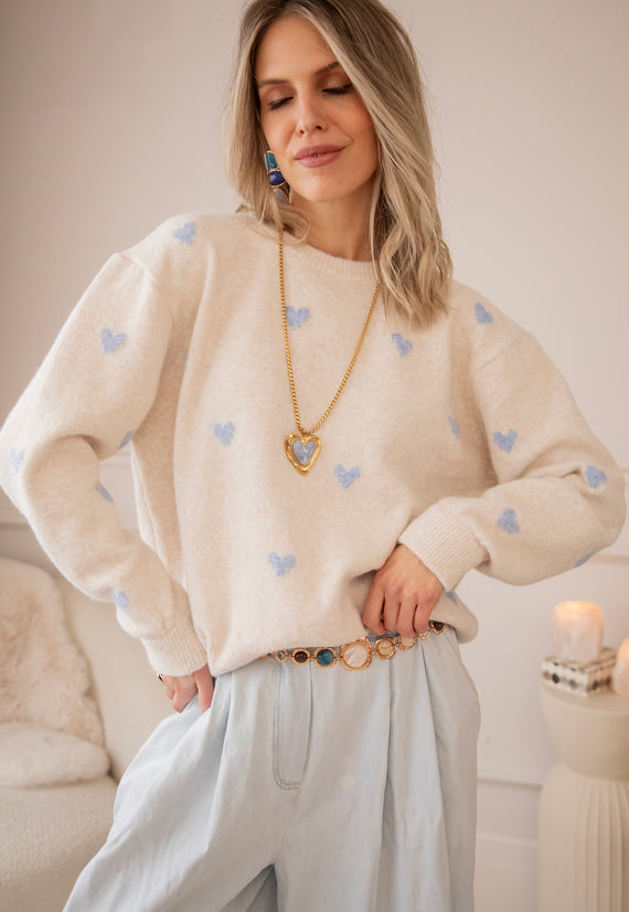 Sweetheart Beige/Baby Blue - Trui
