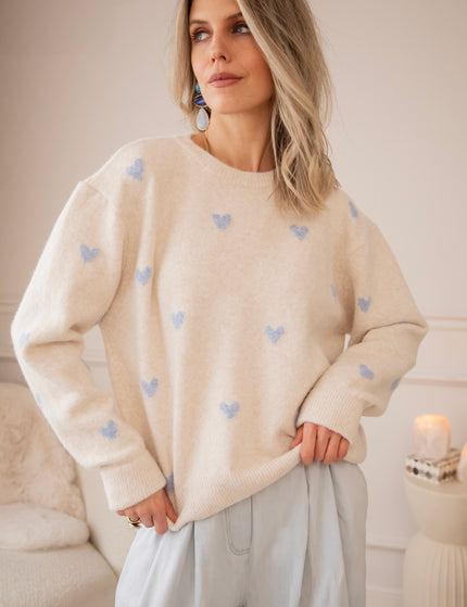 Sweetheart Beige/Baby Blue - Sweater