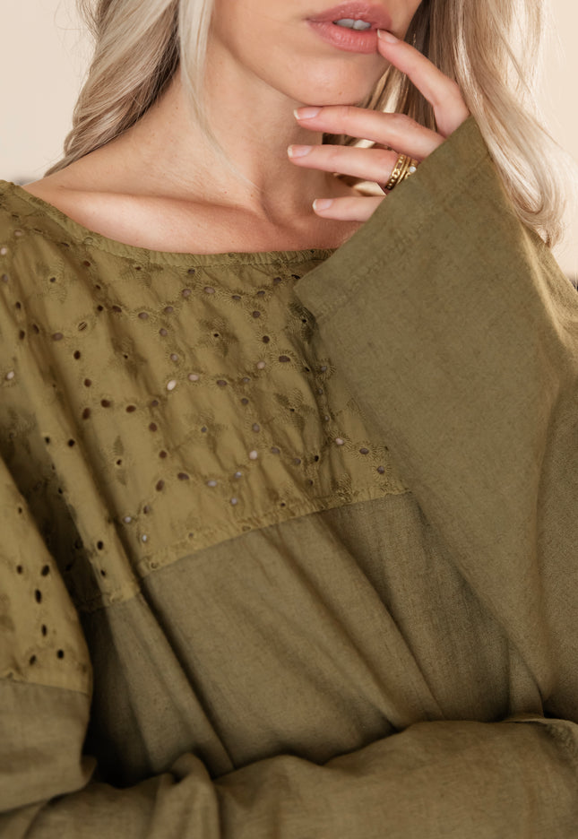 Bluse - Linen Lily - Khaki