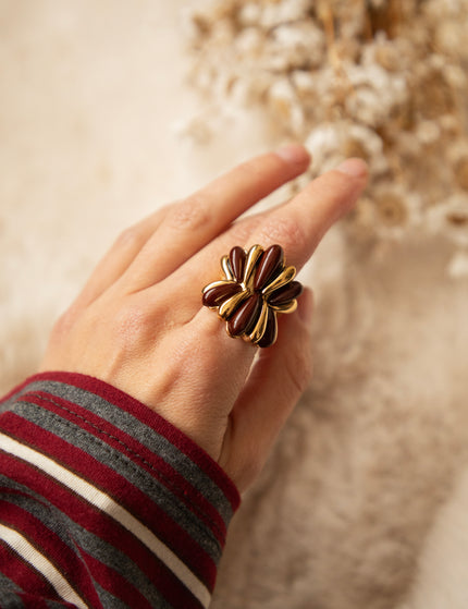 Retro Petals Gold/Brown - Ring