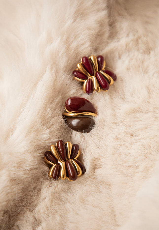 Retro Petals Gold/Brown - Ring