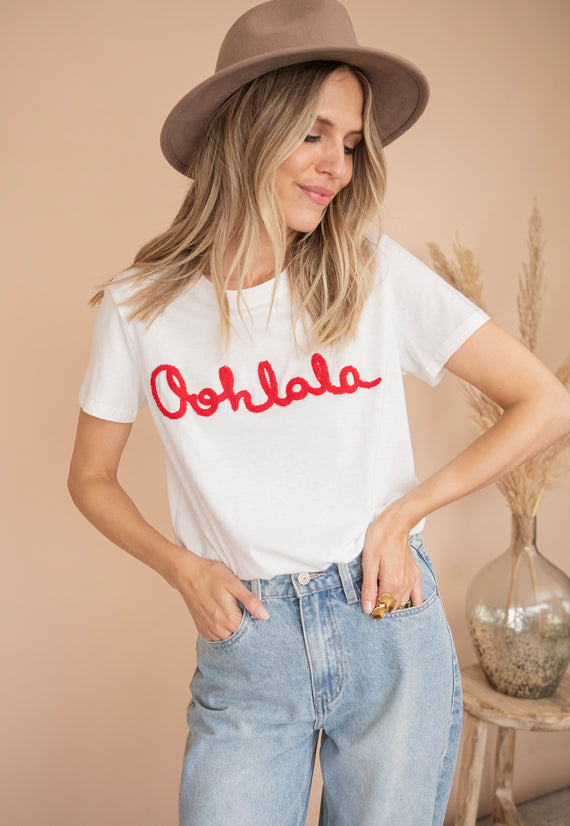 Oohlala White/Red - T-Shirt