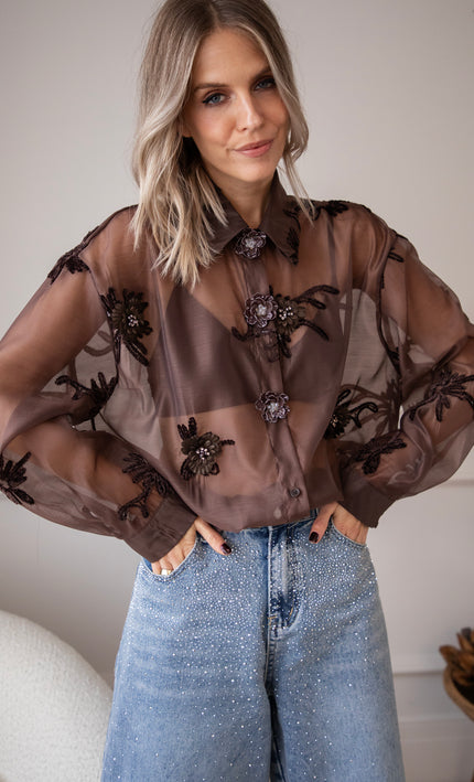 Bluse - Floral Muse - Choco