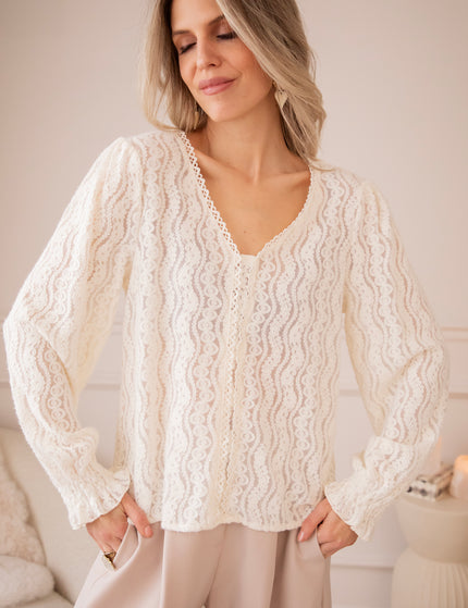 Waves Of Embroidery Beige - Blouse