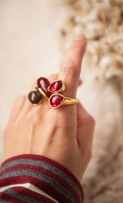 Side By Side Gold/Wine - Ring