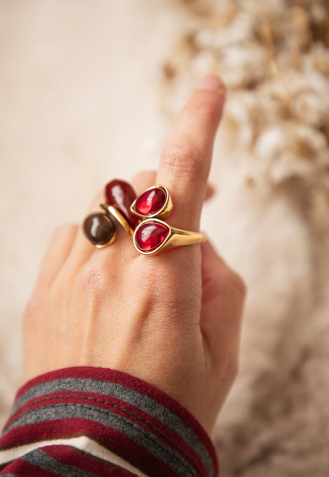 Side By Side Gold/Wine - Ring
