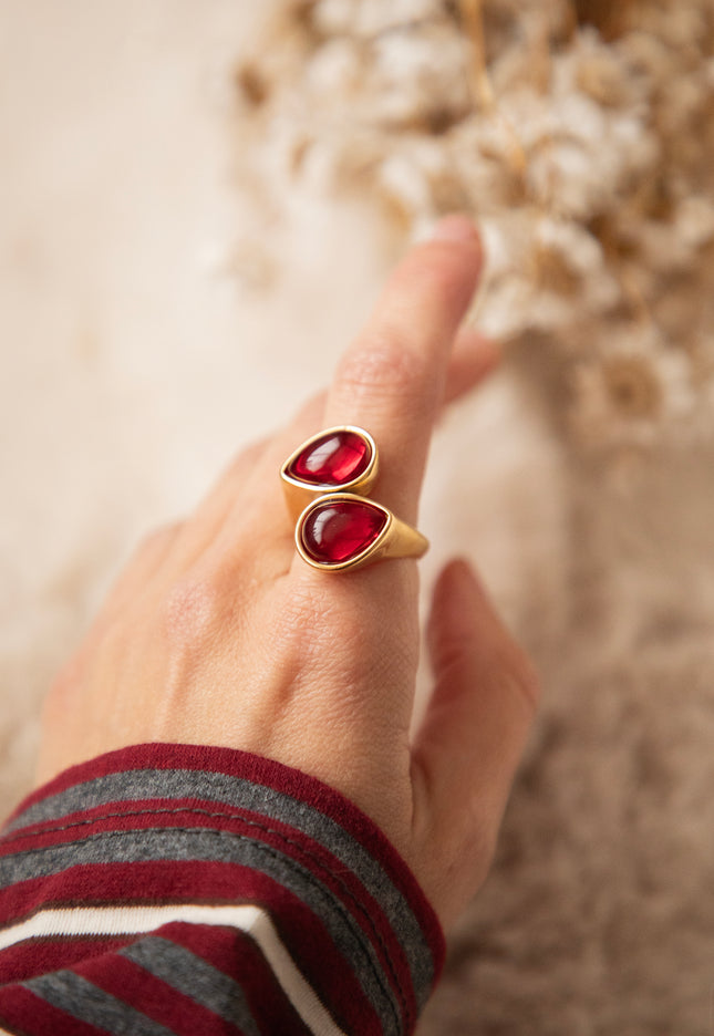 Side By Side Gold/Wine - Ring
