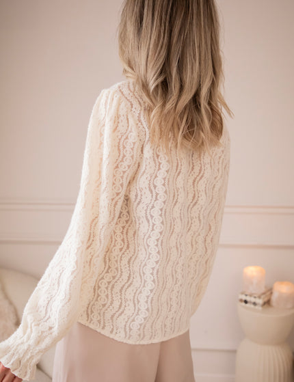 Waves Of Embroidery Beige - Blouse