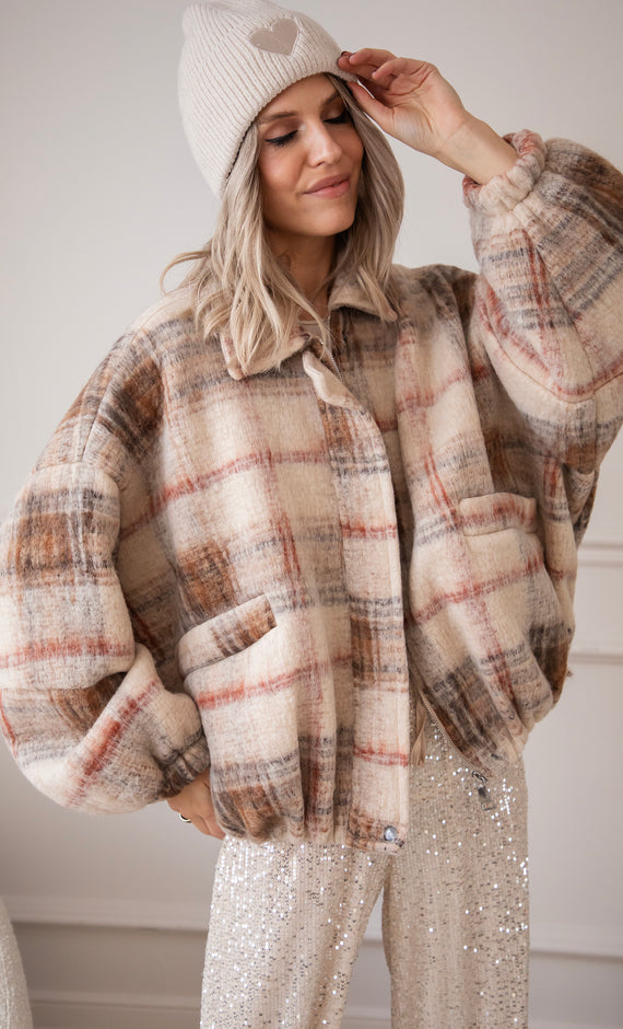 Grid To Go Beige/Bordeaux - Jacket