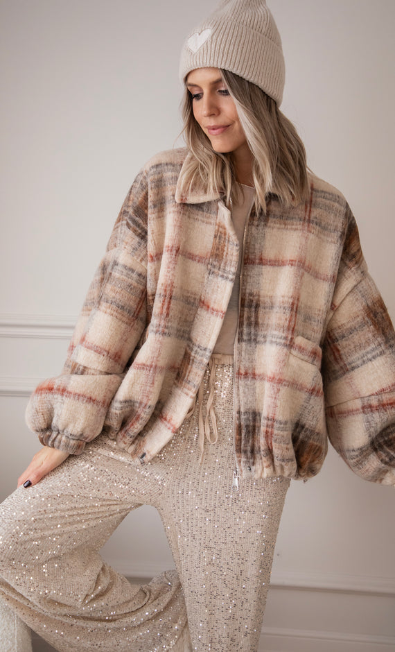 Grid To Go Beige/Bordeaux - Jacket