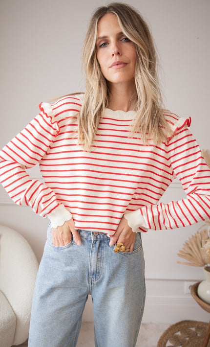 Rylie Stripe Red - Sweater