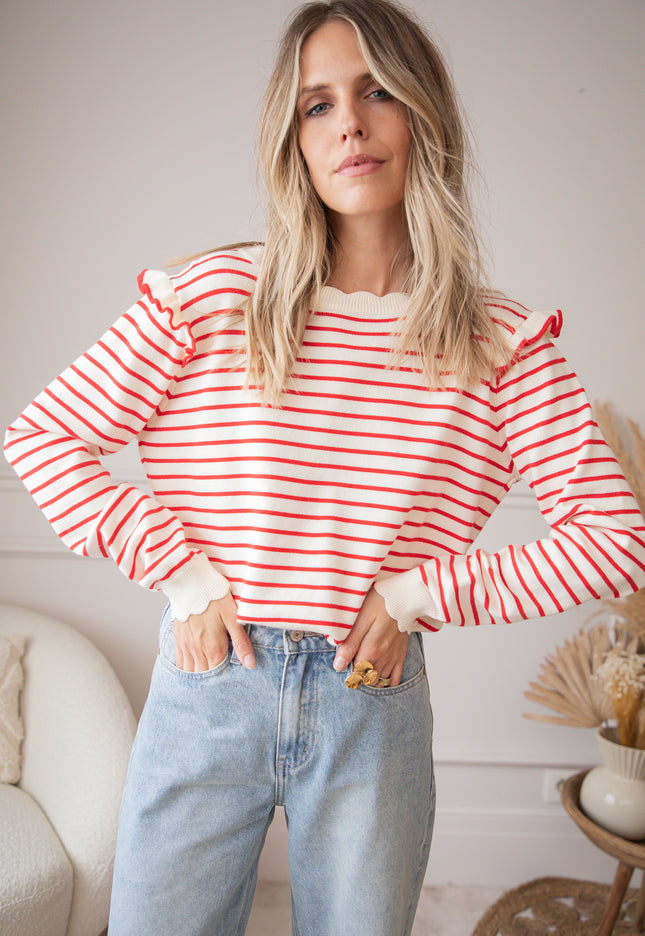 Pullover - Rylie Stripe - Rot