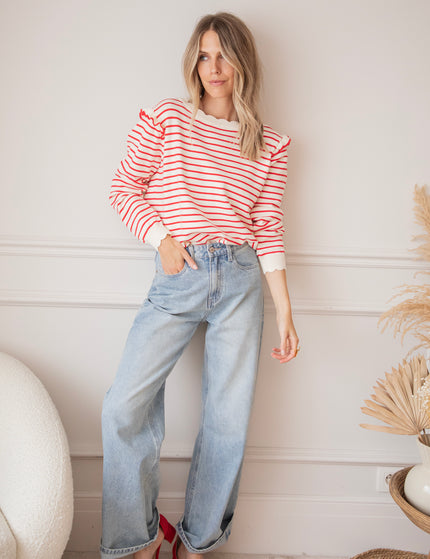 Rylie Stripe Red - Sweater