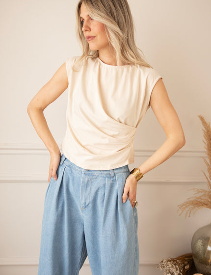 Patsy Pleated Beige - Top