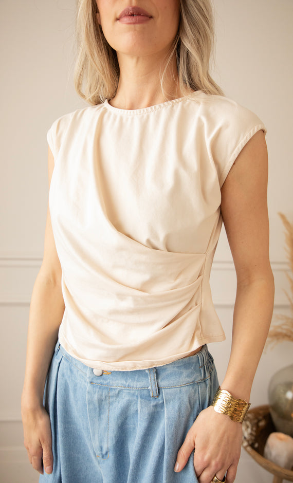 Patsy Pleated Beige - Top