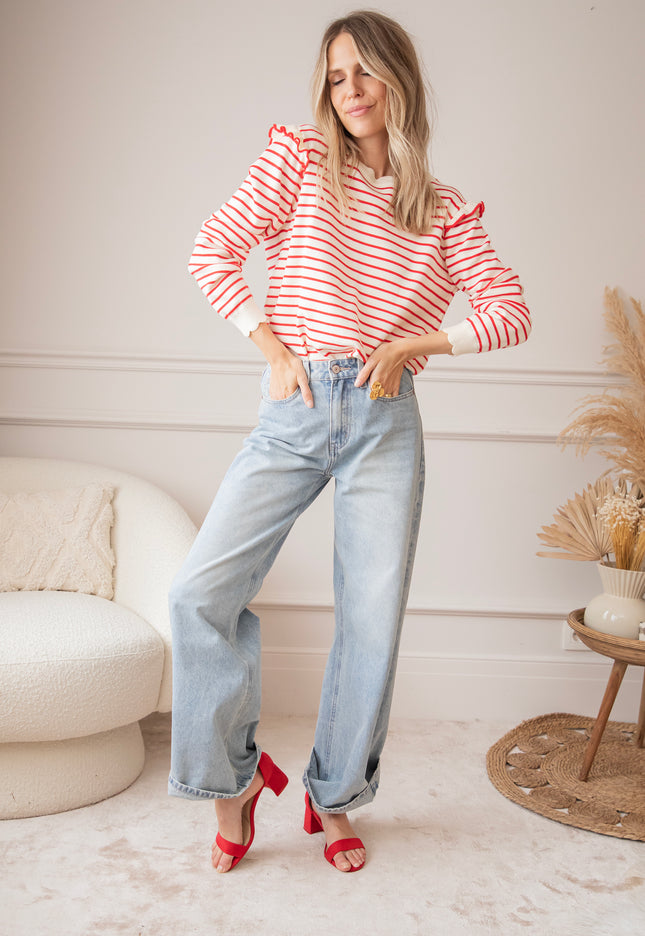 Rylie Stripe Red - Sweater