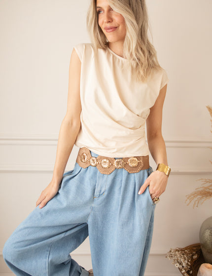 Patsy Pleated Beige - Top