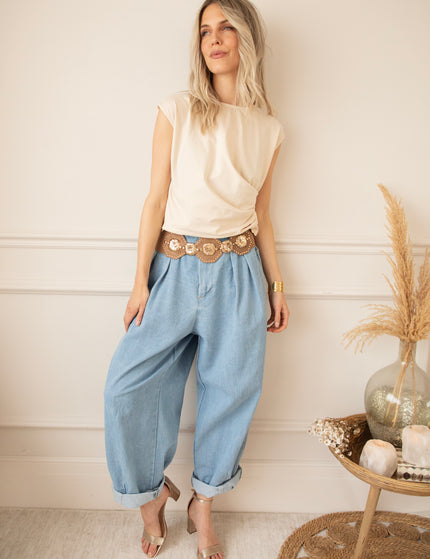 Patsy Pleated Beige - Top