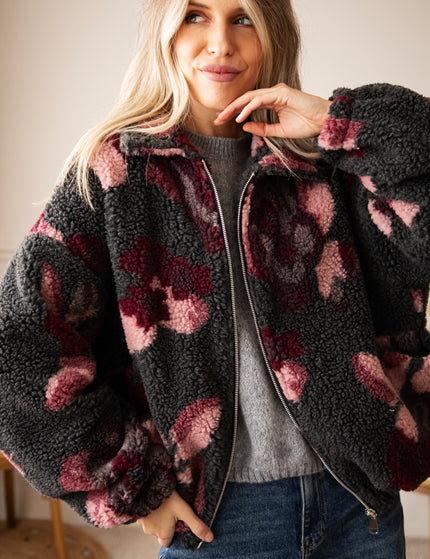 Flower Crush Teddy Grey/Burgundy - Jacket