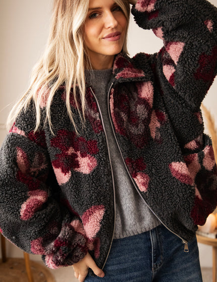 Flower Crush Teddy Grey/Burgundy - Jacket