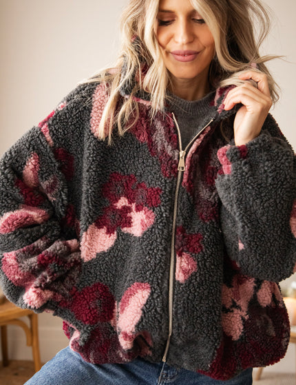 Flower Crush Teddy Grey/Burgundy - Jacket