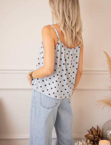 Dora Dot Dusty Blue/Brown - Top