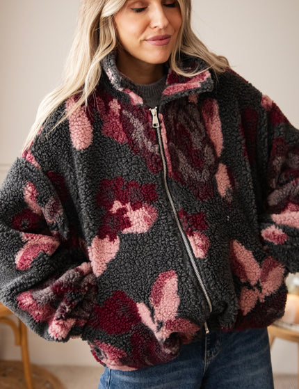 Flower Crush Teddy Grey/Burgundy - Jacket