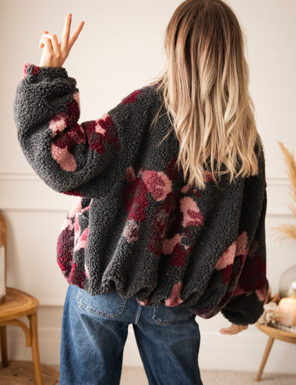 Flower Crush Teddy Grey/Burgundy - Jacket