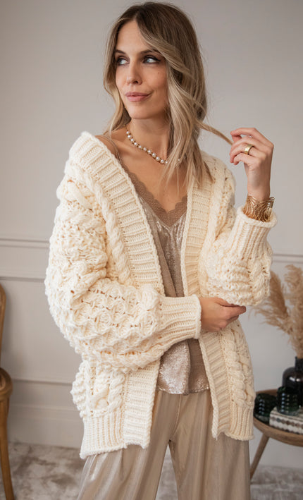 Cozy Season Knit Cream - Cardigan