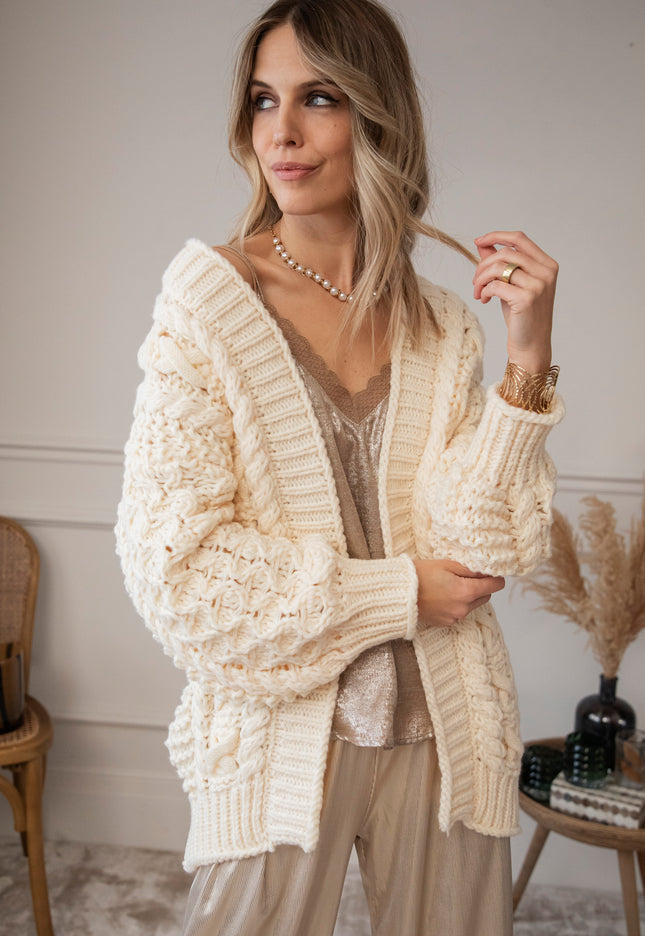 Cozy Season Knit Cream - Cardigan